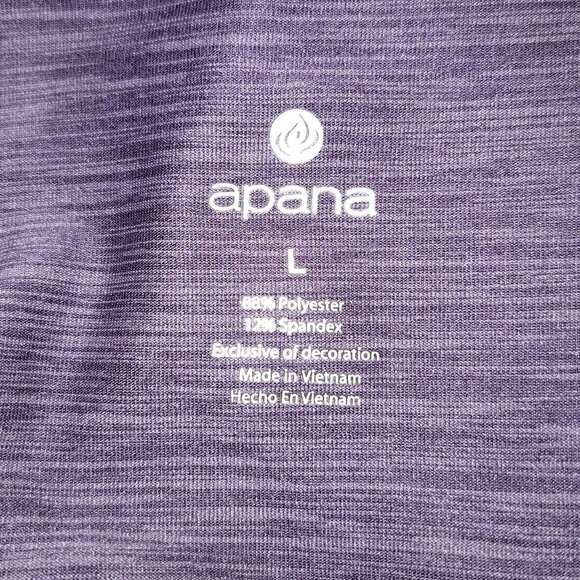 Apana Womenโs 1/4 Zip Long Sleeve Workout Top Purple Heather Thumbholes Wrap L - Picture 5 of 5